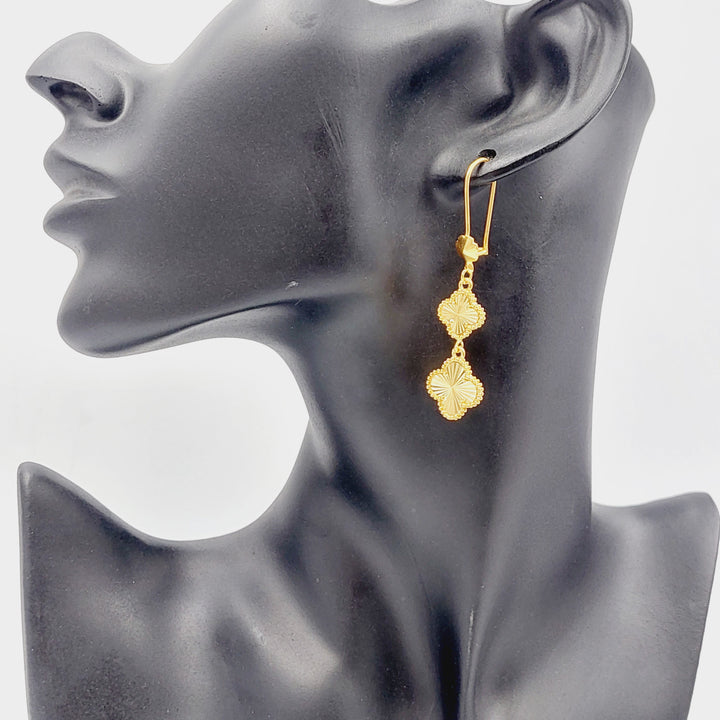 21K Gold Clover Earrings by Saeed Jewelry - Image 2