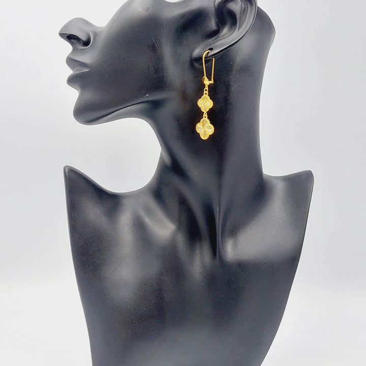 21K Gold Clover Earrings by Saeed Jewelry - Image 3