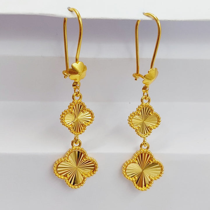 21K Gold Clover Earrings by Saeed Jewelry - Image 4