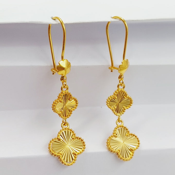 21K Gold Clover Earrings by Saeed Jewelry - Image 1