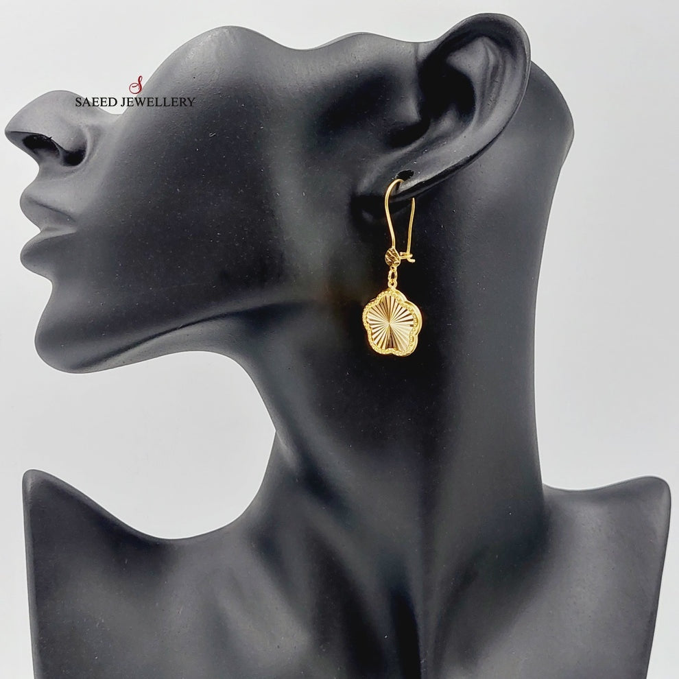 21K Gold Clover Earrings by Saeed Jewelry - Image 2