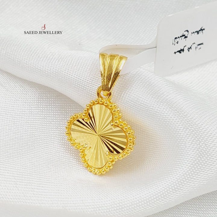 21K Gold Clover Pendant by Saeed Jewelry - Image 3