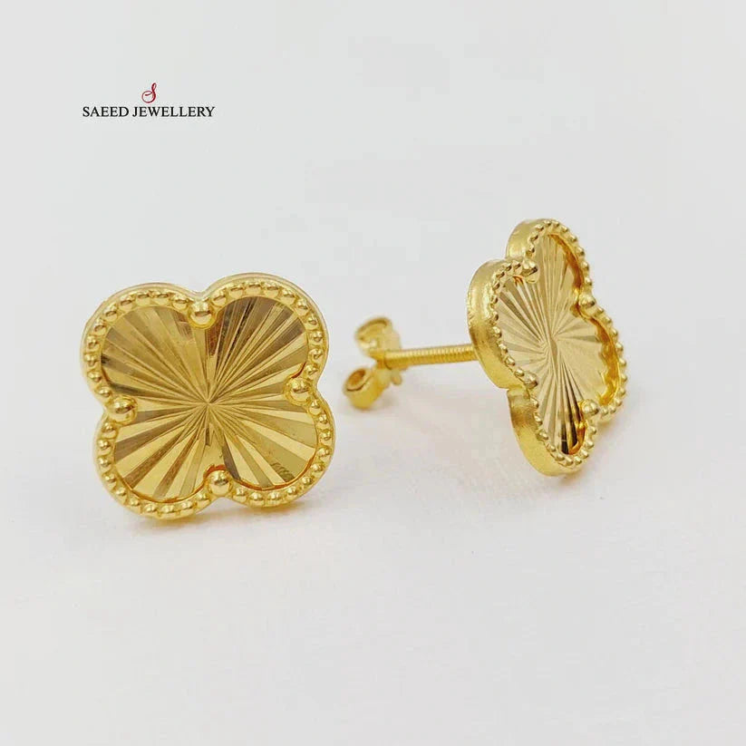 18K Gold Clover Screw Earrings by Saeed Jewelry - Image 6