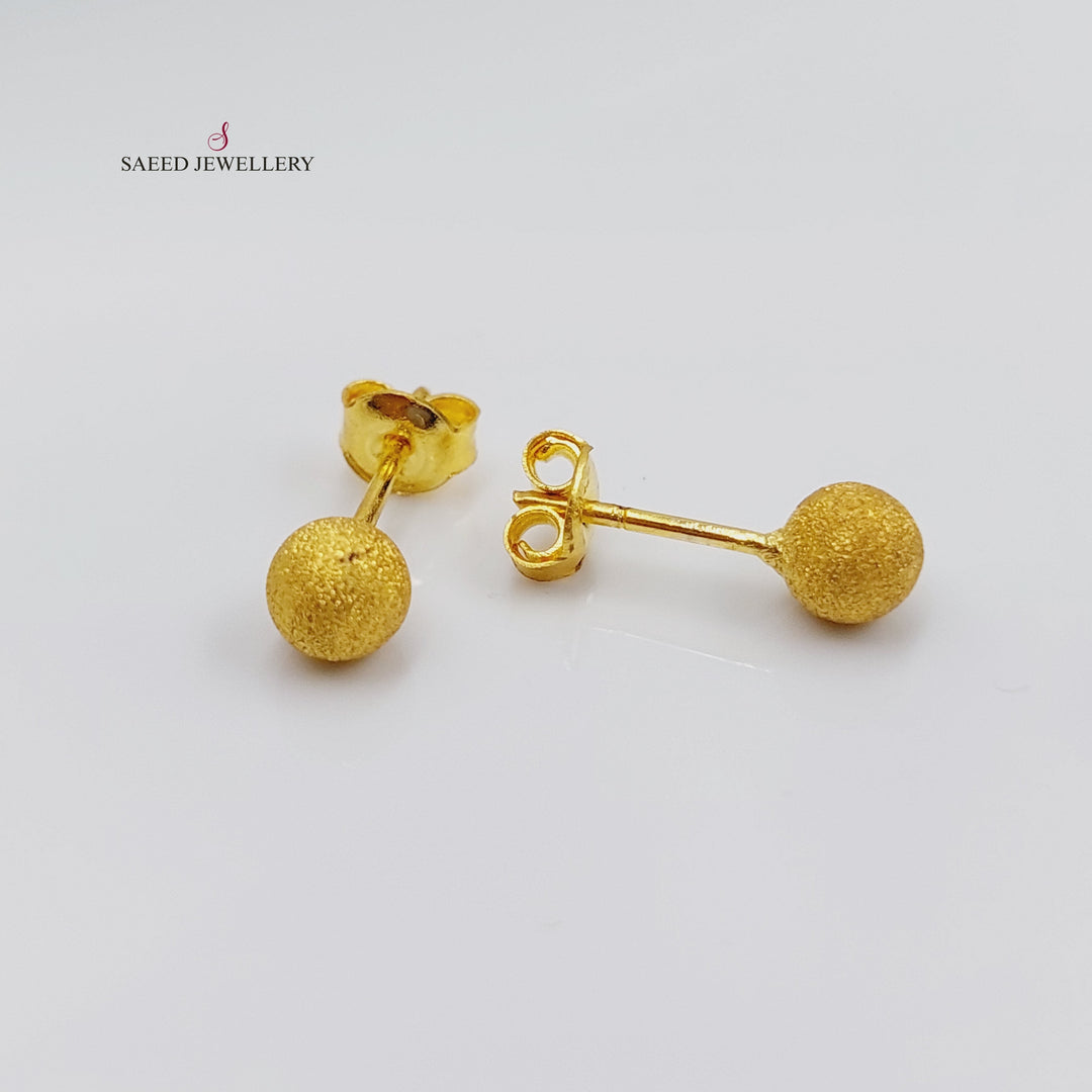 21K Gold Sugar Screw Earrings by Saeed Jewelry - Image 4