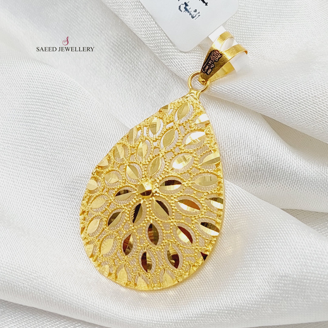 21K Gold Tears Pendant by Saeed Jewelry - Image 3