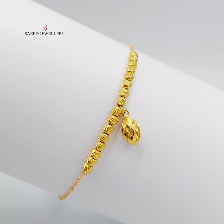 21K Gold Thin Balls Bracelet by Saeed Jewelry - Image 3