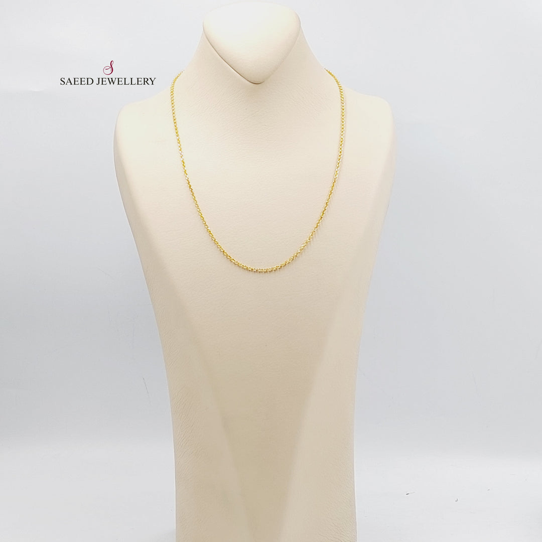 21K Gold Thin Cable Chain by Saeed Jewelry - Image 2