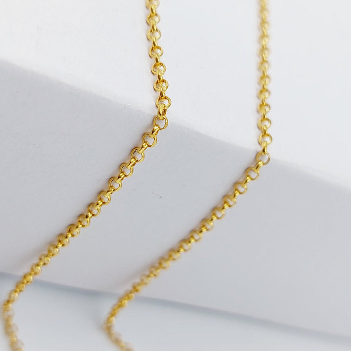 21K Gold Thin Cable Link Chain by Saeed Jewelry - Image 2