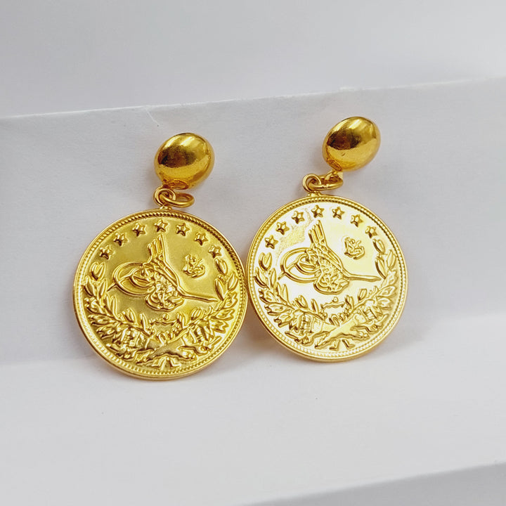 21K Gold Thin Rashadi Earrings by Saeed Jewelry - Image 3