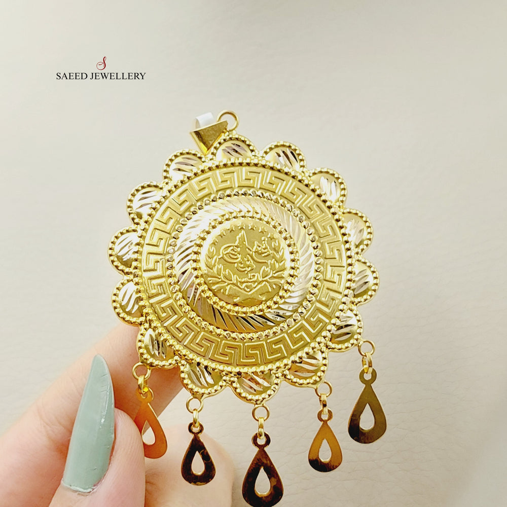 21K Gold Thin Rashadi Pendant by Saeed Jewelry - Image 2