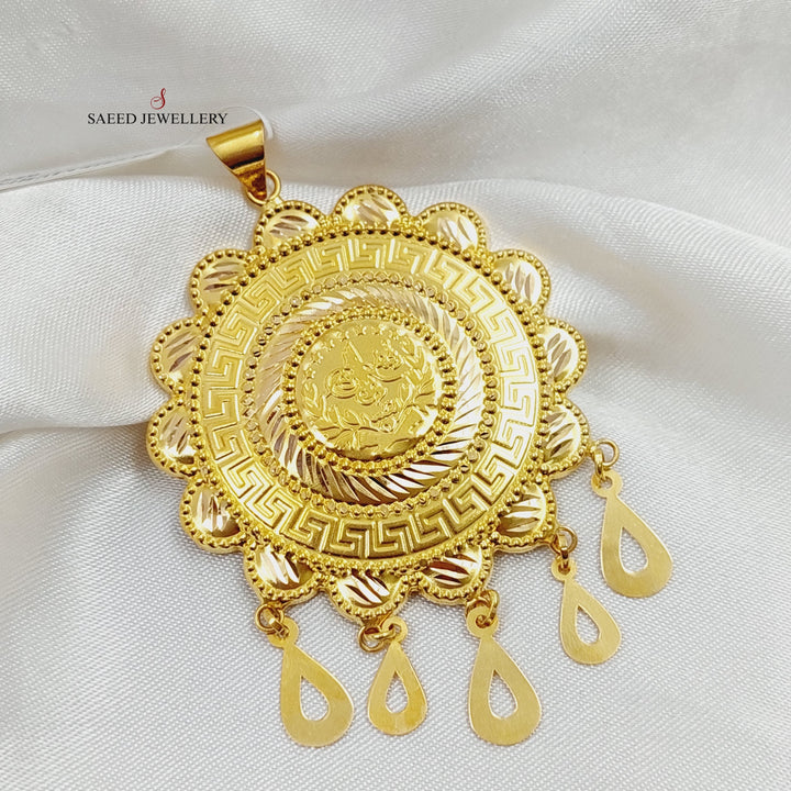 21K Gold Thin Rashadi Pendant by Saeed Jewelry - Image 5