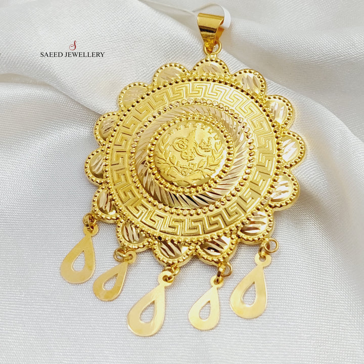 21K Gold Thin Rashadi Pendant by Saeed Jewelry - Image 6