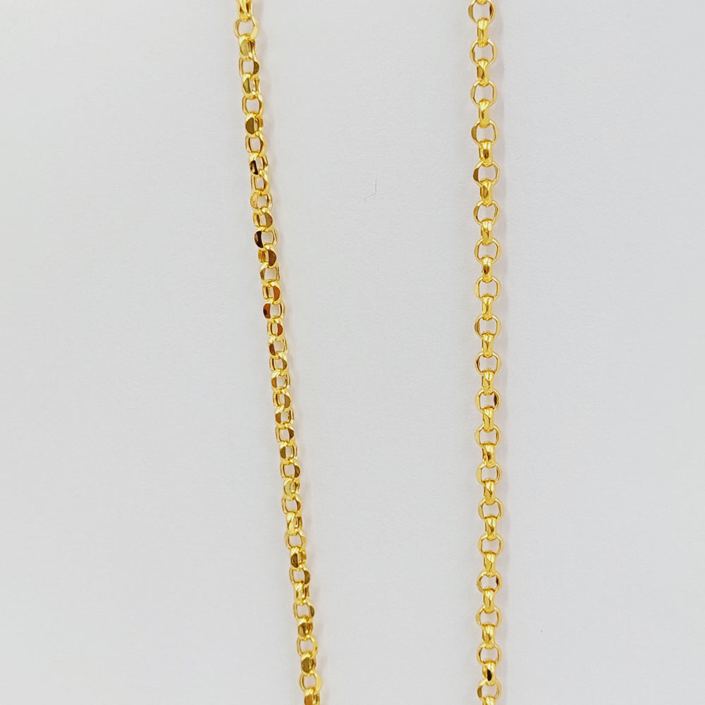 21K Gold Thin Rolo Chain by Saeed Jewelry - Image 2