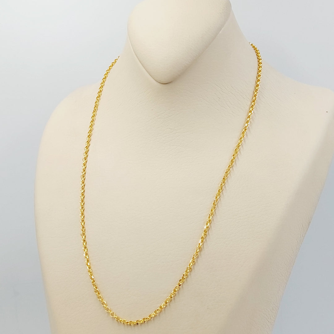 21K Gold Thin Rolo Chain by Saeed Jewelry - Image 3