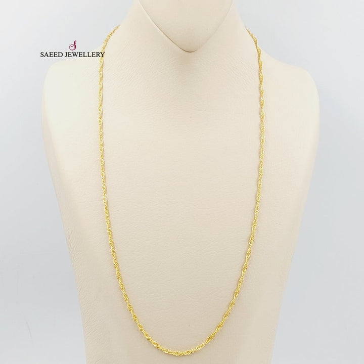 21K Gold Thin Singapore Chain by Saeed Jewelry - Image 5