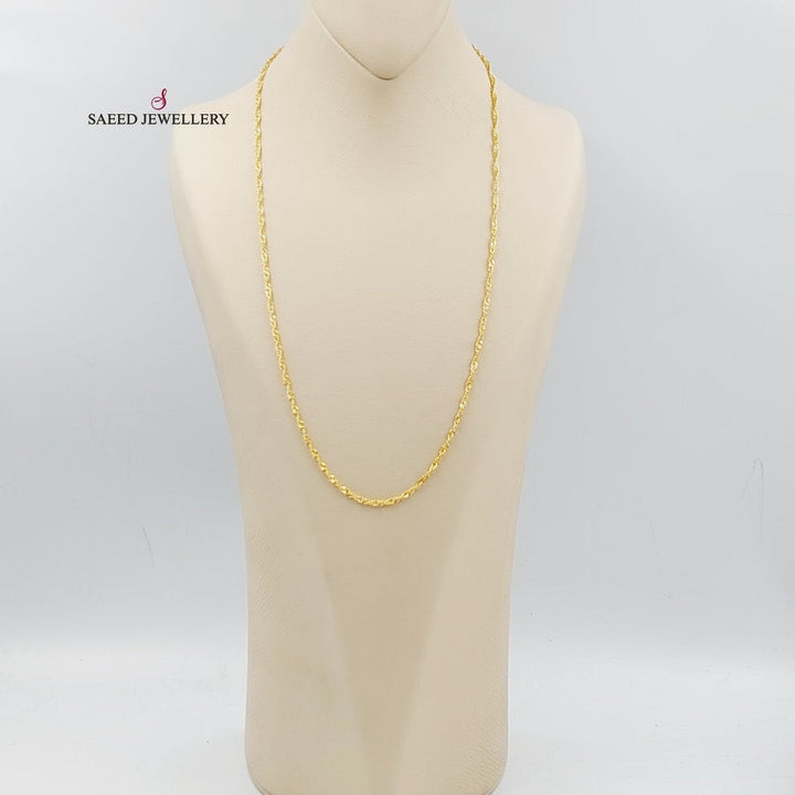 21K Gold Thin Singapore Chain by Saeed Jewelry - Image 3