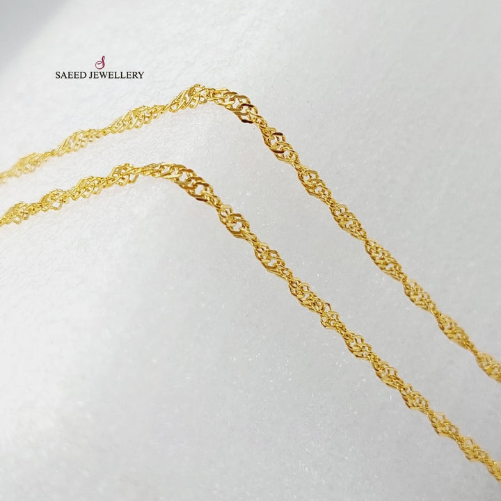 21K Gold Thin Singapore Chain by Saeed Jewelry - Image 4