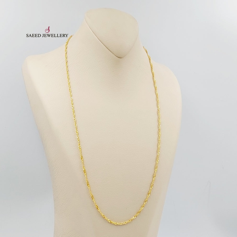 21K Gold Thin Singapore Chain by Saeed Jewelry - Image 13