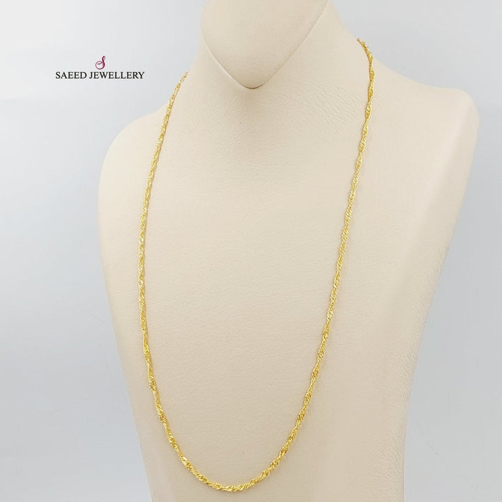 21K Gold Thin Singapore Chain by Saeed Jewelry - Image 12