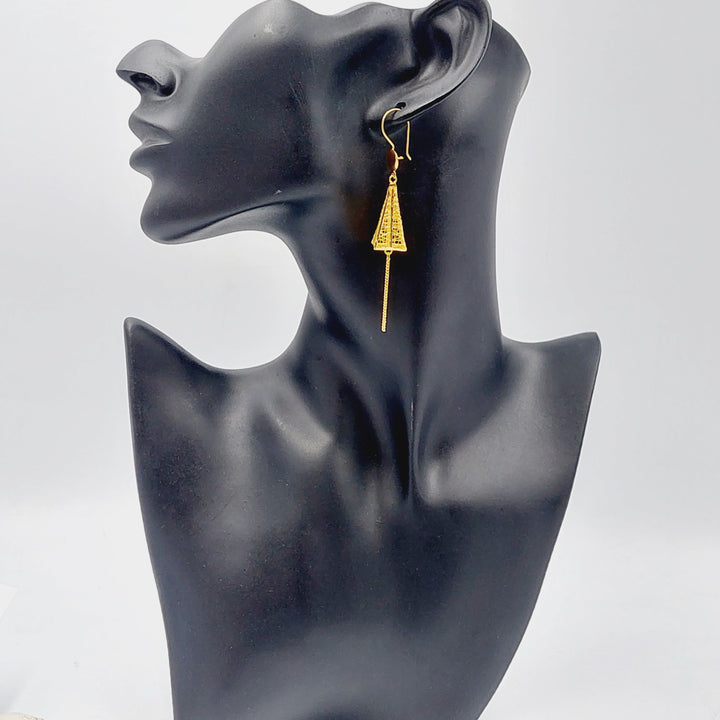 21K Gold Triangles Earrings by Saeed Jewelry - Image 7