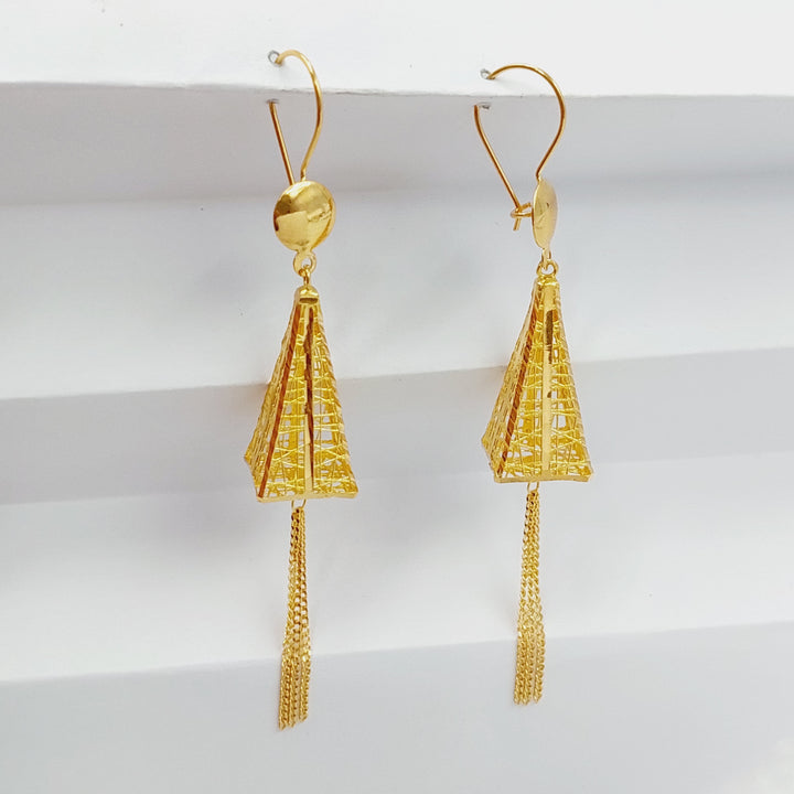 21K Gold Triangles Earrings by Saeed Jewelry - Image 5