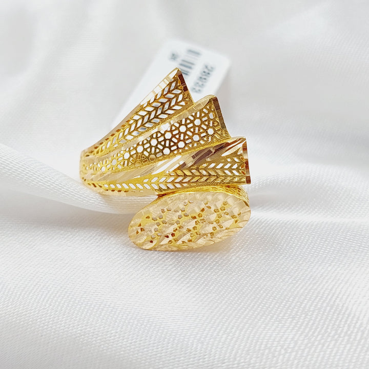 21K Gold Triangles Oval Ring by Saeed Jewelry - Image 1