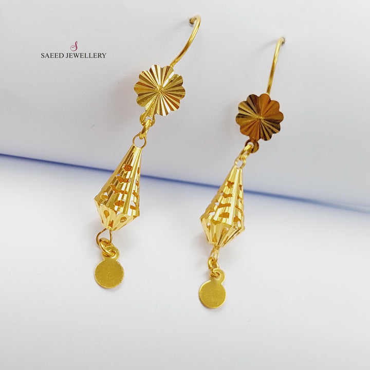 21K Gold Turkish Earrings by Saeed Jewelry - Image 3