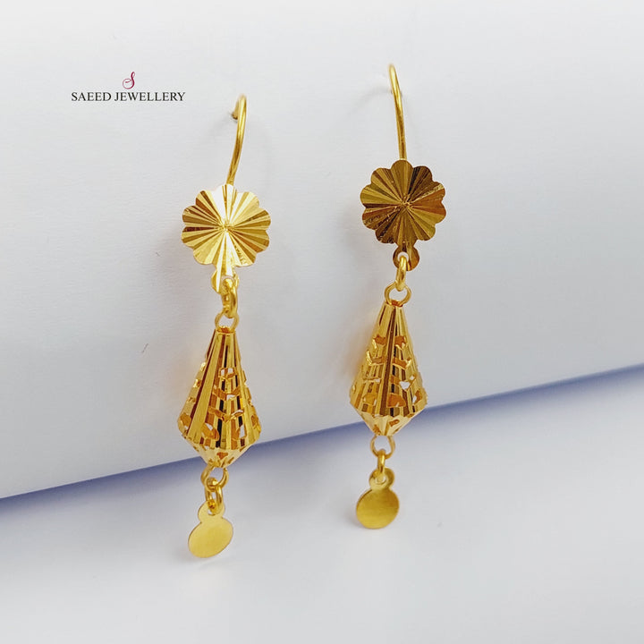 21K Gold Turkish Earrings by Saeed Jewelry - Image 4