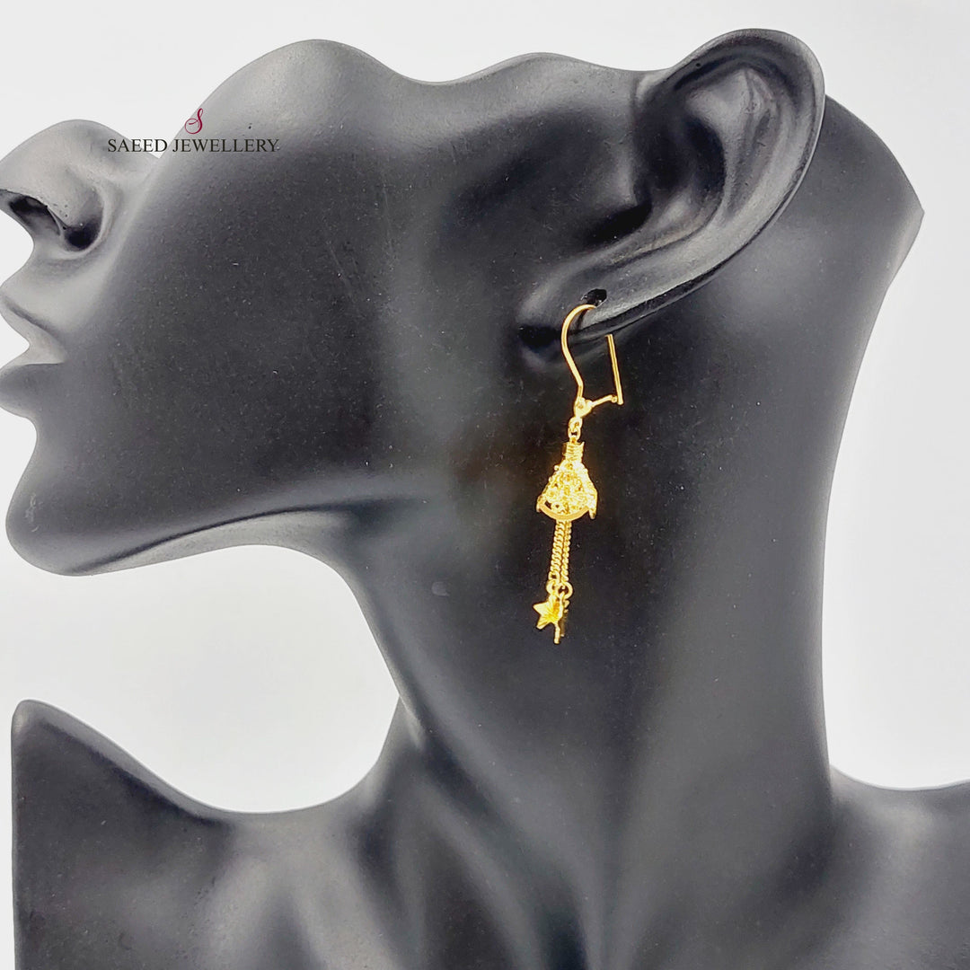 21K Gold Turkish Earrings by Saeed Jewelry - Image 2