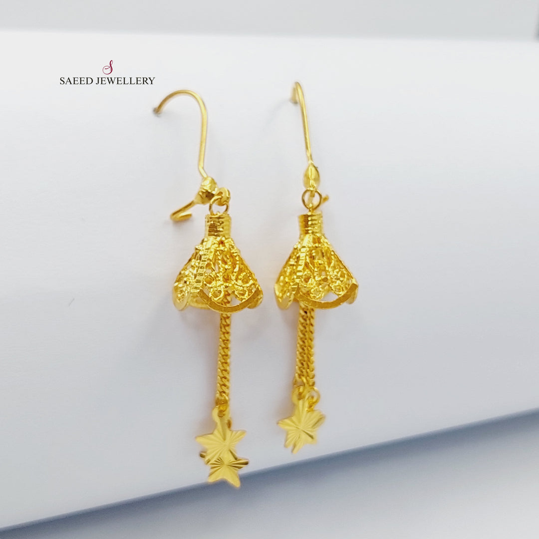 21K Gold Turkish Earrings by Saeed Jewelry - Image 4