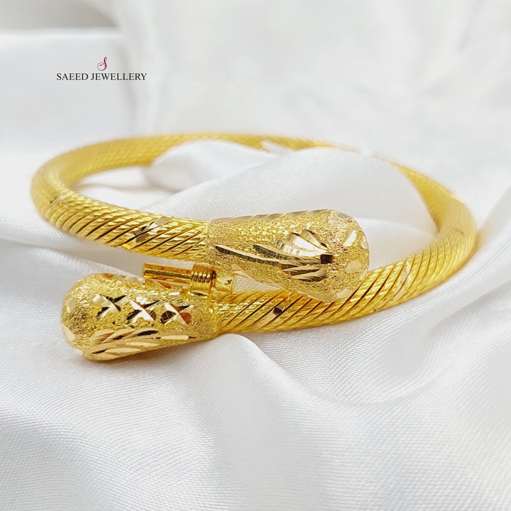 21K Gold Twisted Bangle Bracelet by Saeed Jewelry - Image 4