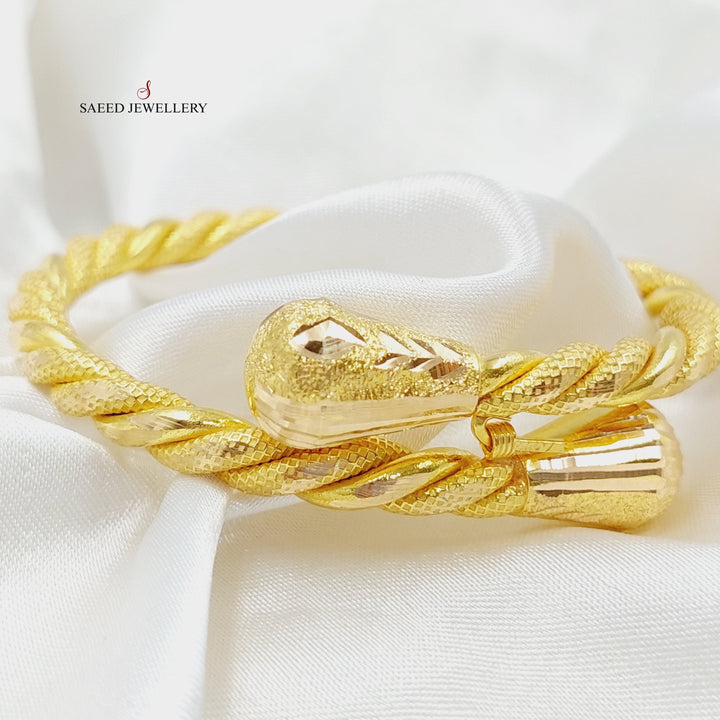 21K Gold Twisted Bangle Bracelet by Saeed Jewelry - Image 4