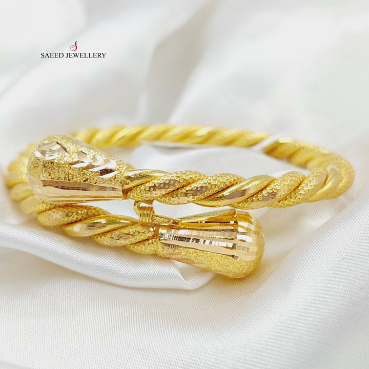 21K Gold Twisted Bangle Bracelet by Saeed Jewelry - Image 5