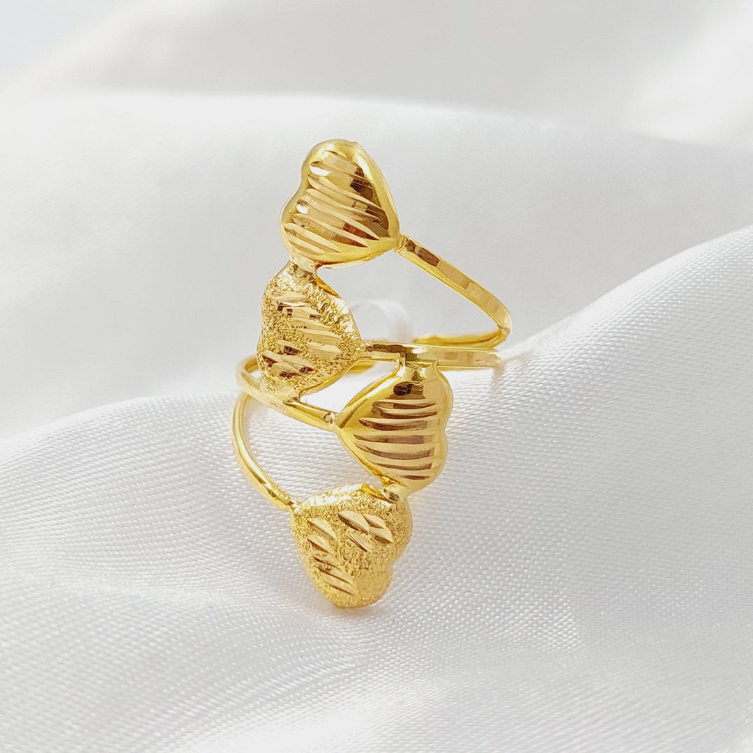 21K Gold Two Ranges Heart Ring by Saeed Jewelry - Image 3