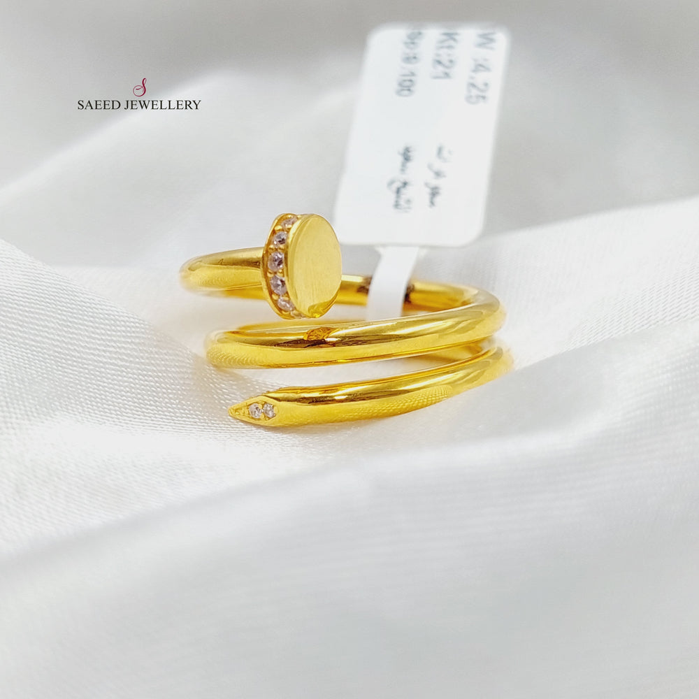 21K Gold Two Ranges Nail Ring by Saeed Jewelry - Image 2