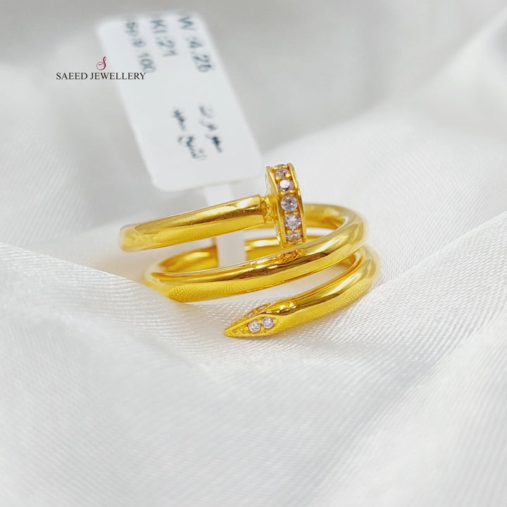 21K Gold Two Ranges Nail Ring by Saeed Jewelry - Image 5