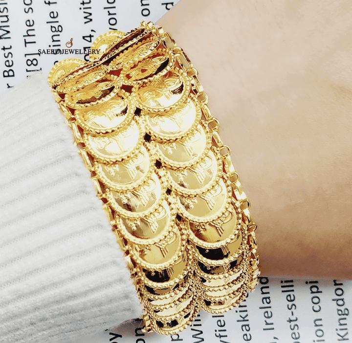 21K Gold Two Ranges Rashadi Bracelet by Saeed Jewelry - Image 2