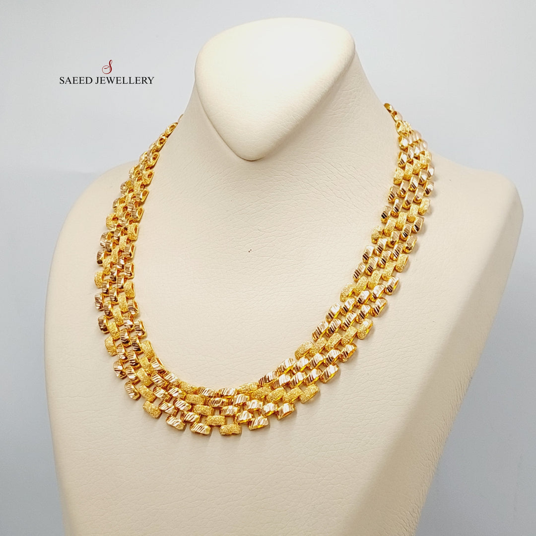 21K Gold Waves Necklace by Saeed Jewelry - Image 3