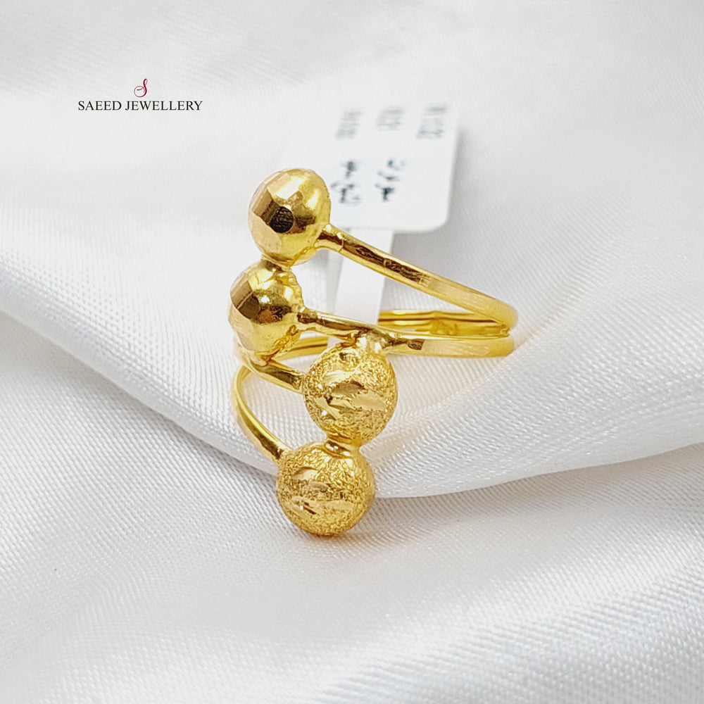 21K Gold Wide Balls Ring by Saeed Jewelry - Image 2