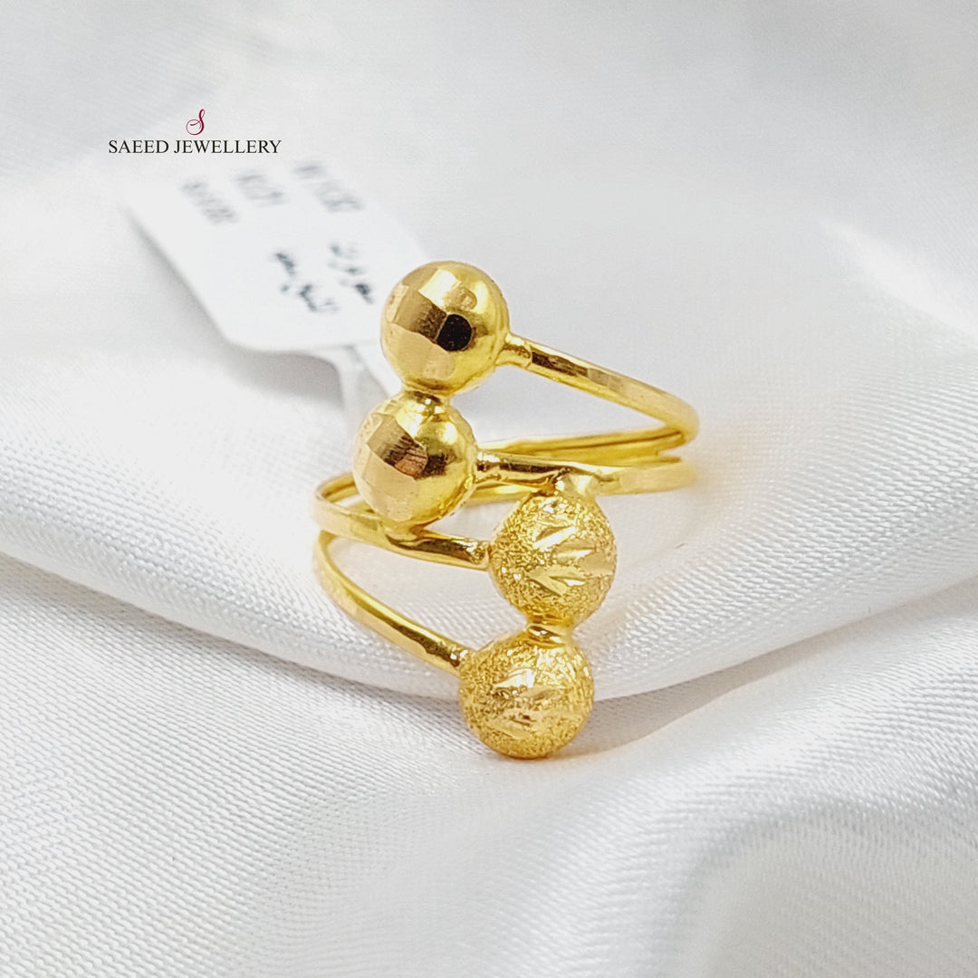 21K Gold Wide Balls Ring by Saeed Jewelry - Image 3