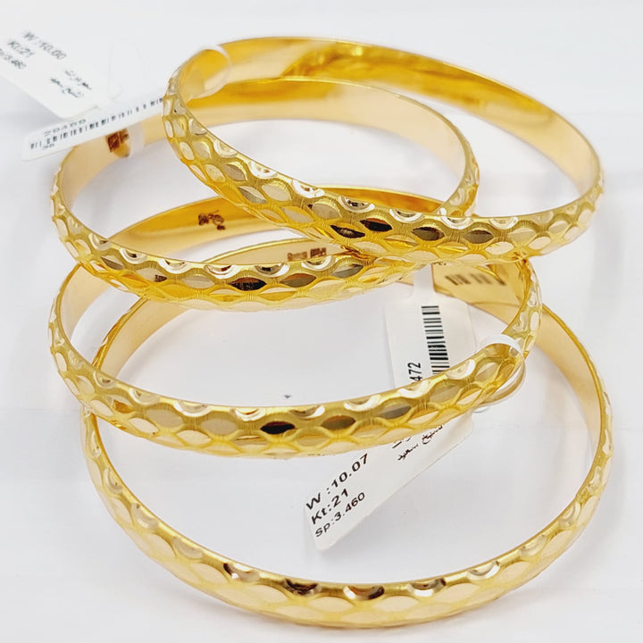 Wide CNC Bangle  Made Of 21K Yellow Gold by Saeed Jewelry-29462