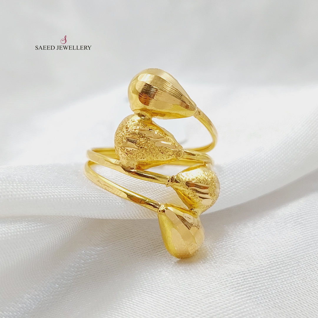 21K Gold Wide Tears Ring by Saeed Jewelry - Image 3