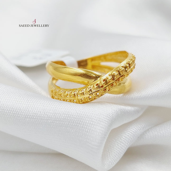 21K Gold X Style Ring by Saeed Jewelry - Image 1