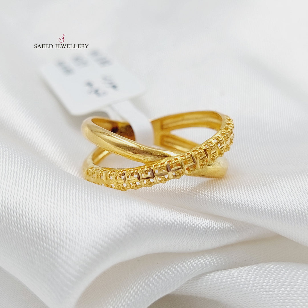 21K Gold X Style Ring by Saeed Jewelry - Image 1