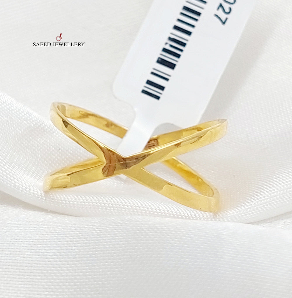 21K Gold X Style Ring by Saeed Jewelry - Image 2