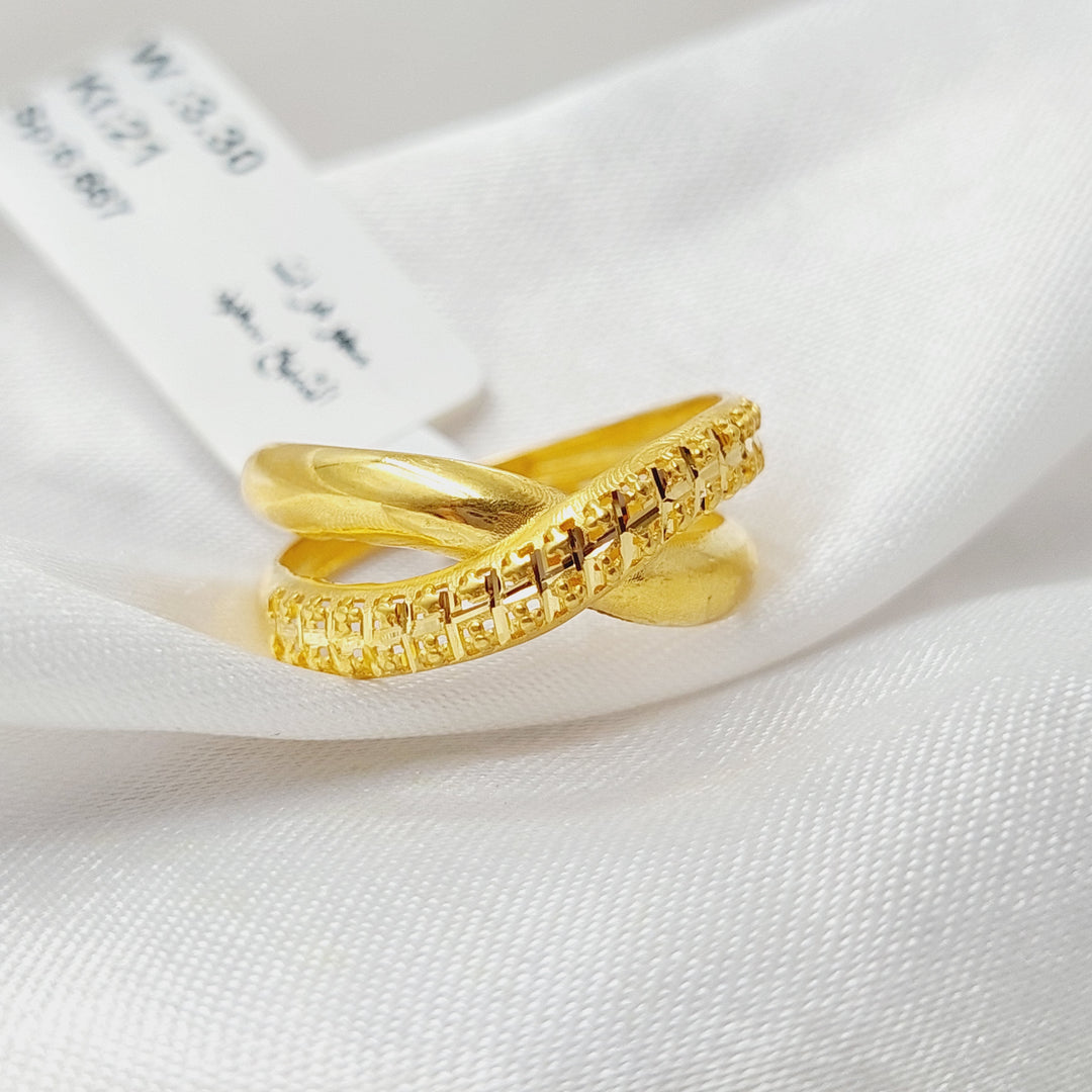 21K Gold X Style Ring by Saeed Jewelry - Image 3