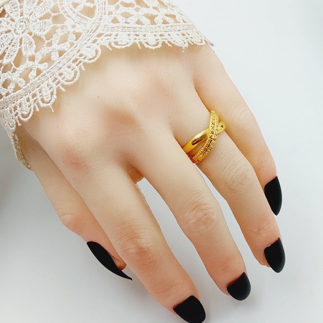 21K Gold X Style Ring by Saeed Jewelry - Image 4