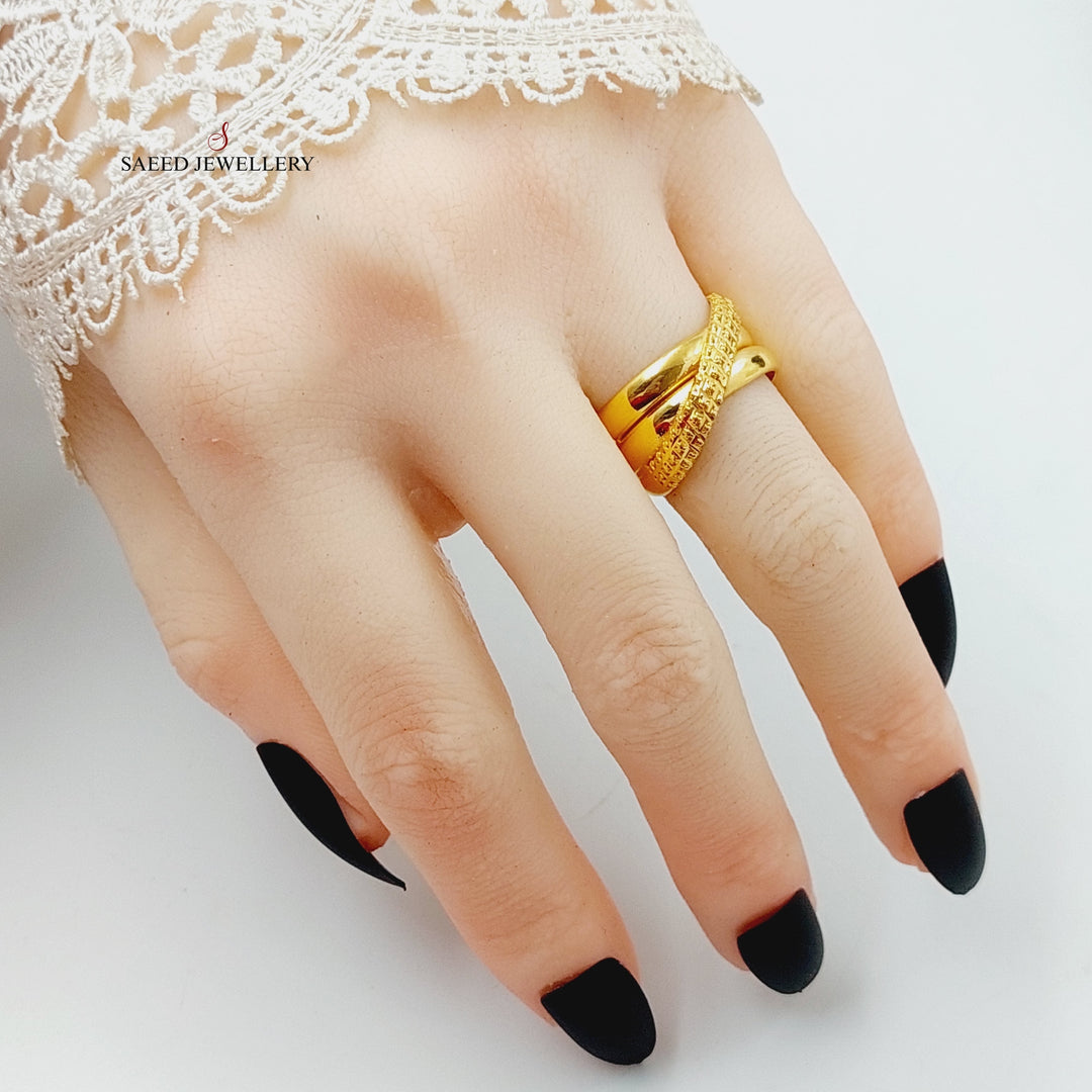 21K Gold X Style Ring by Saeed Jewelry - Image 2