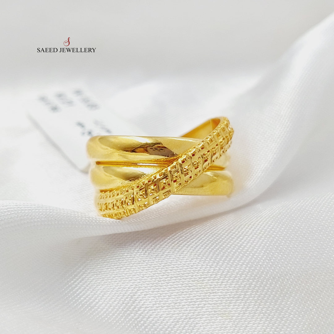 21K Gold X Style Ring by Saeed Jewelry - Image 3