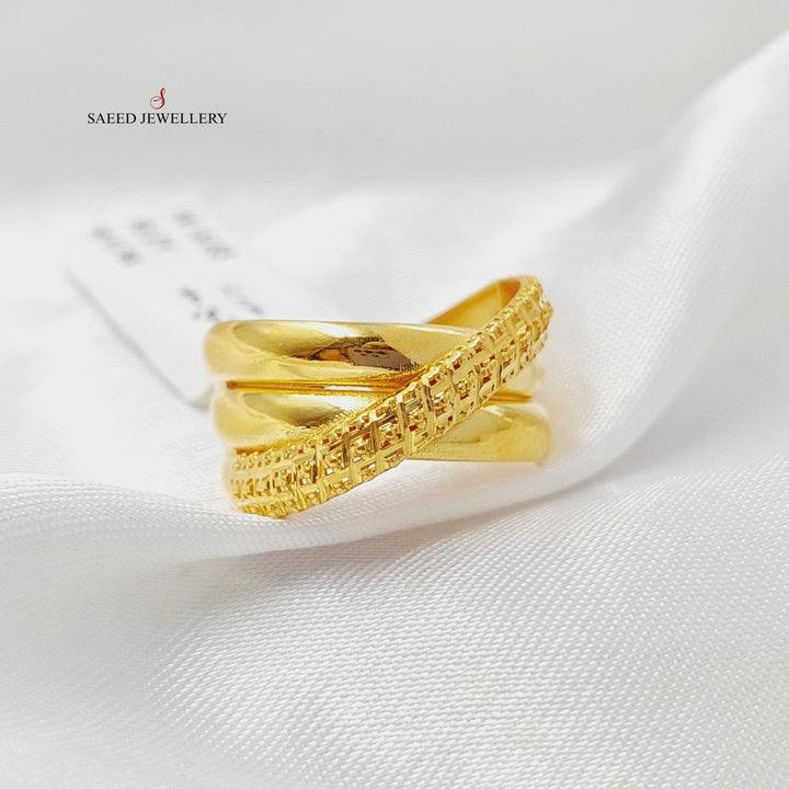 21K Gold X Style Ring by Saeed Jewelry - Image 3